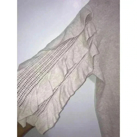 Rachel Parcell Ruffle Pointelle Short Sleeve Cardigan Sweater Size M - Picture 4 of 11